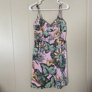J.Crew Floral Sundress Small Pink Tropical Print Spaghetti Strap Summer Dress